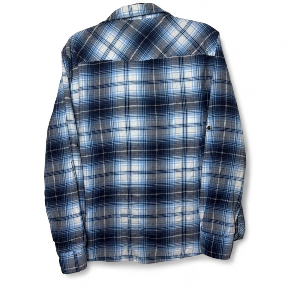 Jachs Girlfriend Blue Plaid Flannel Button Down Shirt | Cotton Western Style - Picture 7 of 7